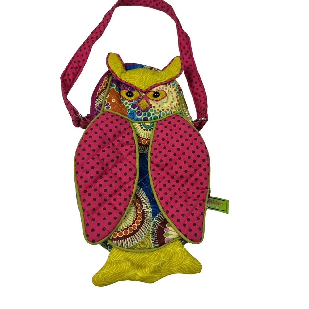 Pet Saks By Douglas Owl Patchwork Quilted Kitschy Colorful Animal Kids Purse